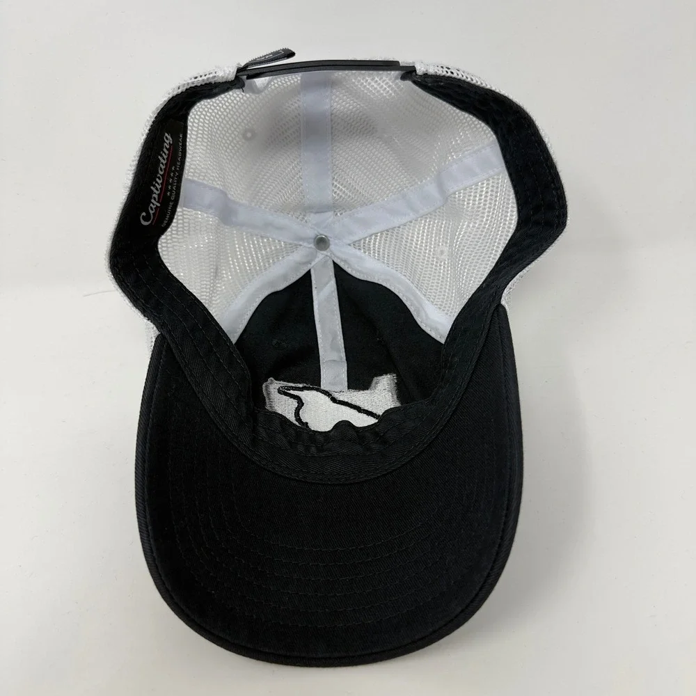 Captivating Oregon OR State Bird Outline Trucker Hat Black White Mesh Snapback‎